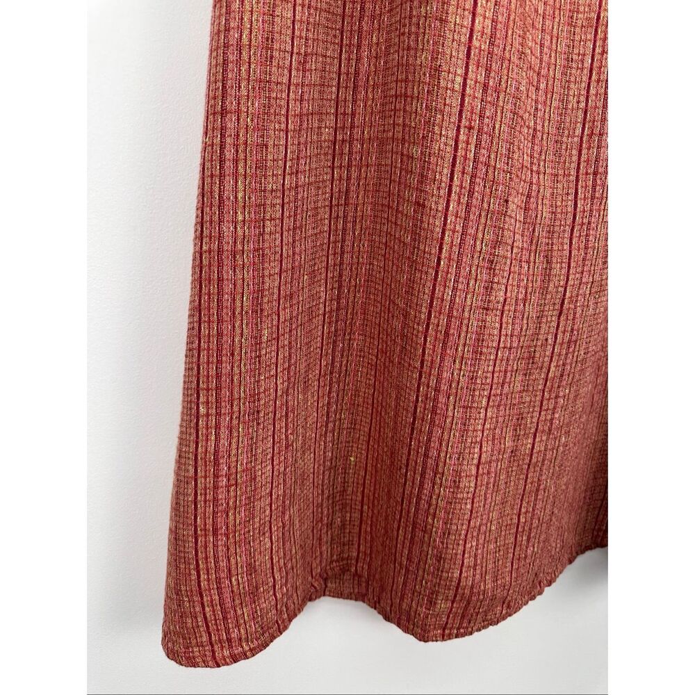 Flax Women’s Multi Red Pink Woven Textured Linen Pocket Maxi Skirt - Picture 6 of 10